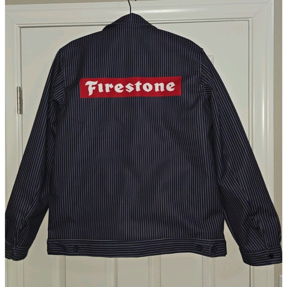NWT Firestone Striped Logo Work Jacket Men’s Size Medium Workwear Navy Blue